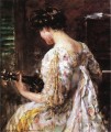 Mujer con guitarra impresionista James Carroll Beckwith